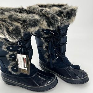 NWT KHOMBU Bryce Size 6 Navy Blue Winter Snow Boots Faux Fur Insulated Lace Up